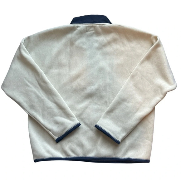J Crew Vintage Fleece Polartec Sherpa Half Zip Pullover White/Navy Women’s Large - Picture 3 of 5